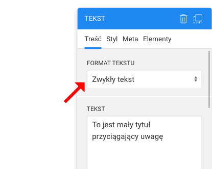 zwykły tekst nagłówka